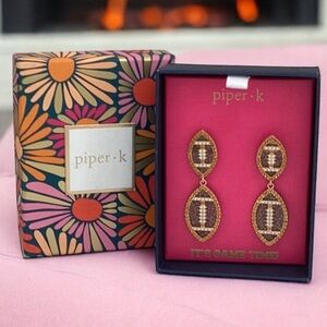 PIPER K NEW IN BOX FOOTBALL DANGLE EARRINGS